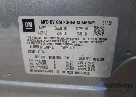 2020 Buick Encore Gx Awd Select from USA, damaged, VIN KL4MMESL1LB094466